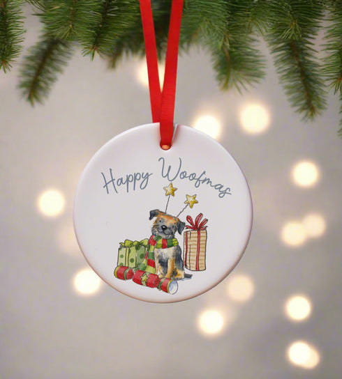 Border Terrier Ceramic Circle Decoration